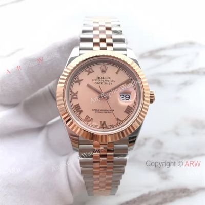 (EW) Replica Rolex Datejust 2 Rose Gold Salmon Roman Face Watch Cal.3255